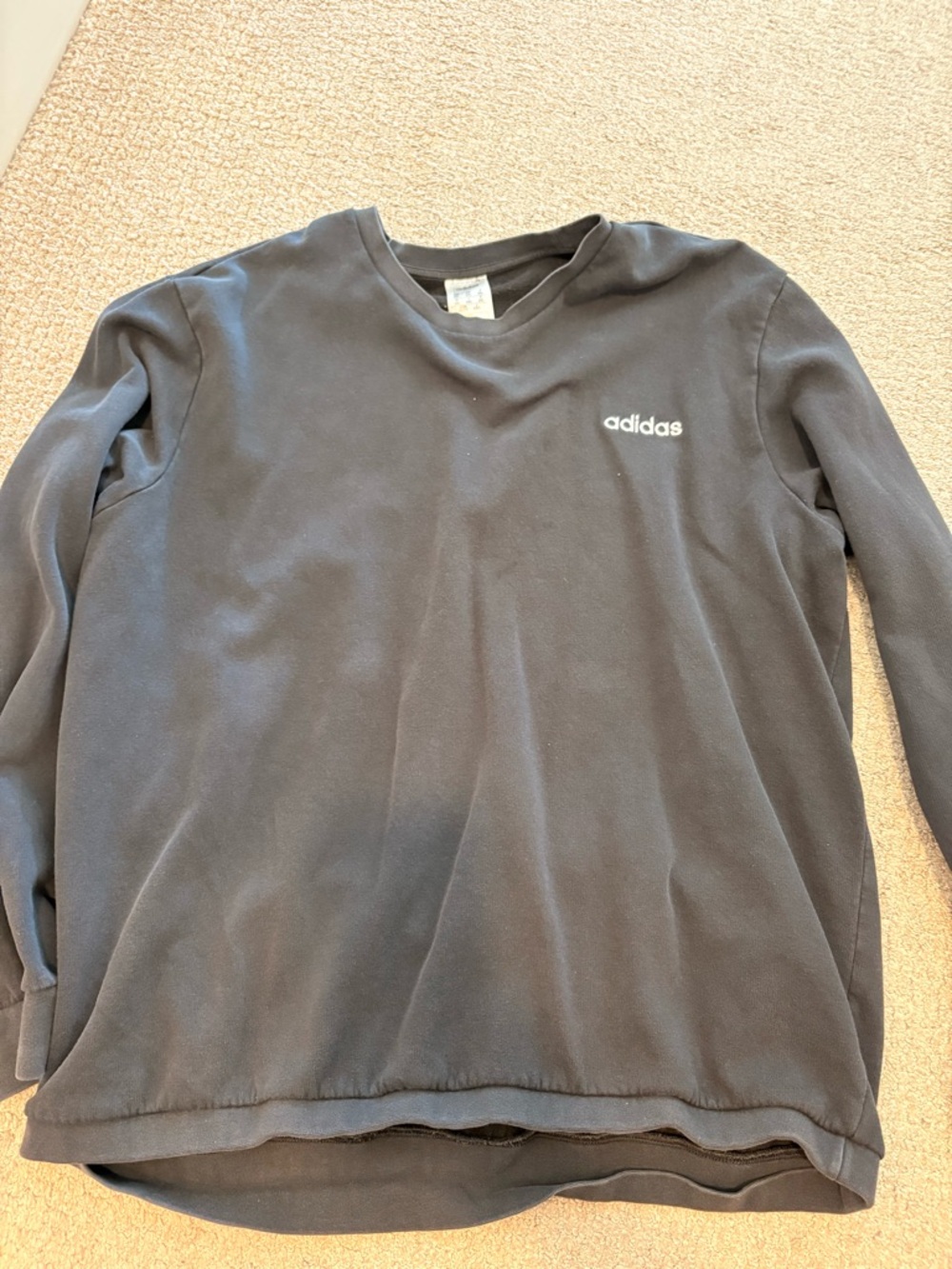 ADIDAS Men’s Black Crewneck Sweatshirt with Small Logo